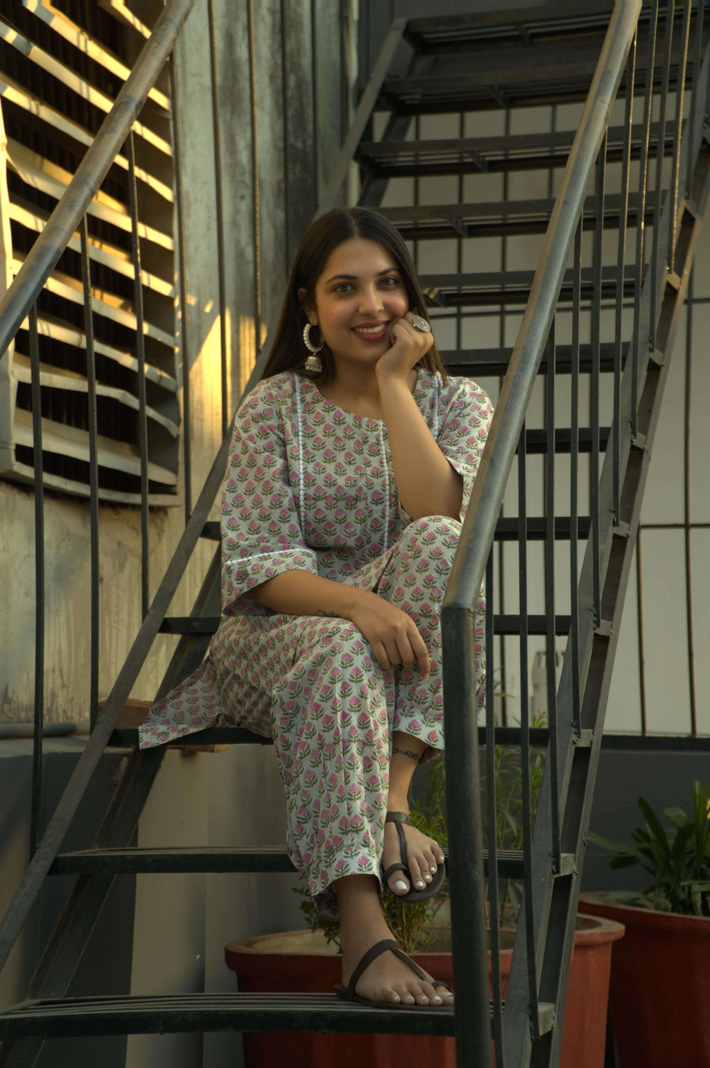 Lace Bloom Kurta Set