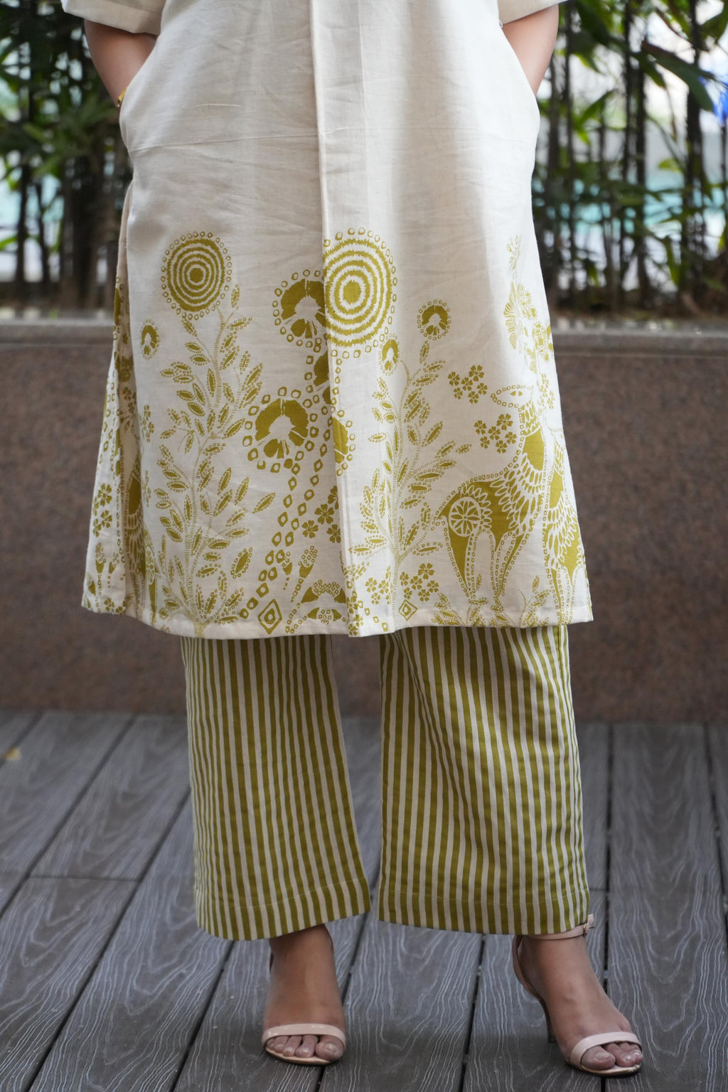Ivory Affaire Kurta Set (Green)