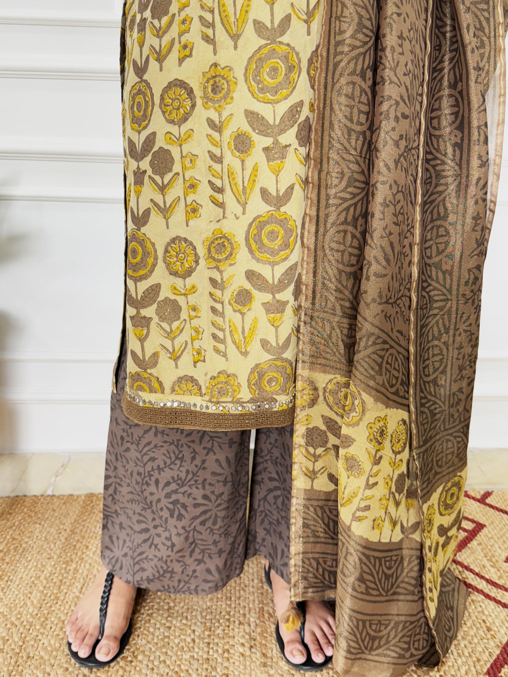 Tissue Kurta Set (Brown)